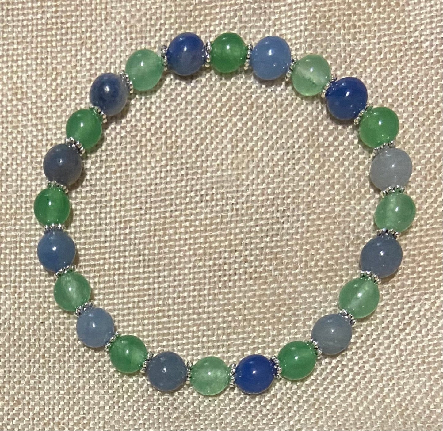 Blue and Green Aventurine Bracelet, handmade 6mm genuine gemstone stretch beaded bracelet for spiritual healing and protection