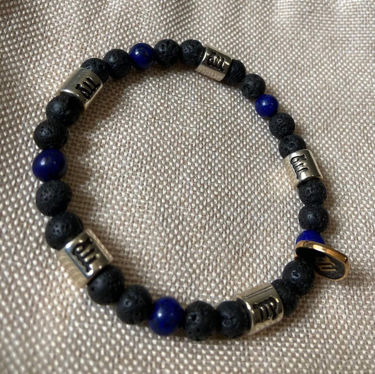Virgo Zodiac 6mm Charm Bracelet Handmade with Genuine Semiprecious Peridot or Lapis Lazuli Birthstone stretch beaded horoscope