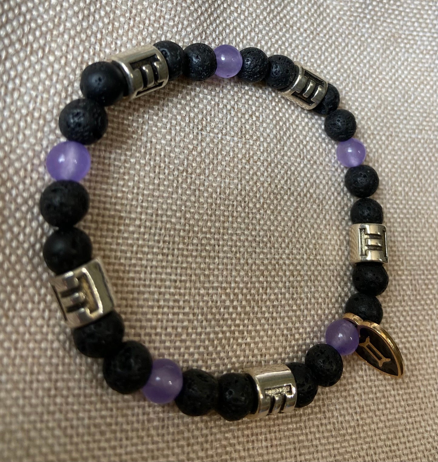Gemini Zodiac 6mm Charm Bracelet Handmade with Genuine Semiprecious Green Jade or Alexandrite Birthstone stretch beaded horoscope