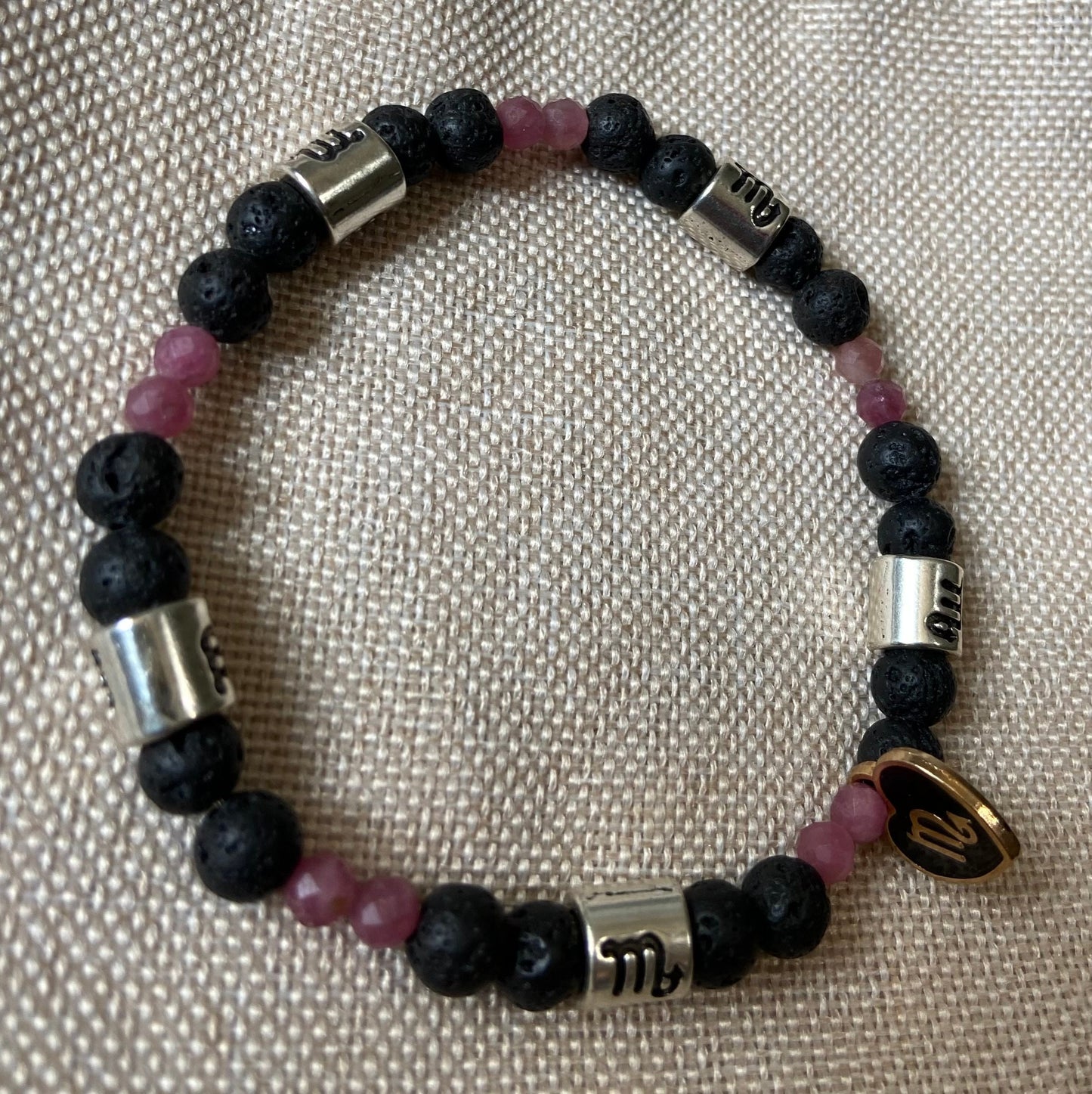 Scorpio Zodiac 6mm Charm Bracelet Handmade with Genuine Semiprecious Tourmaline or Topaz Birthstone stretch beaded horoscope