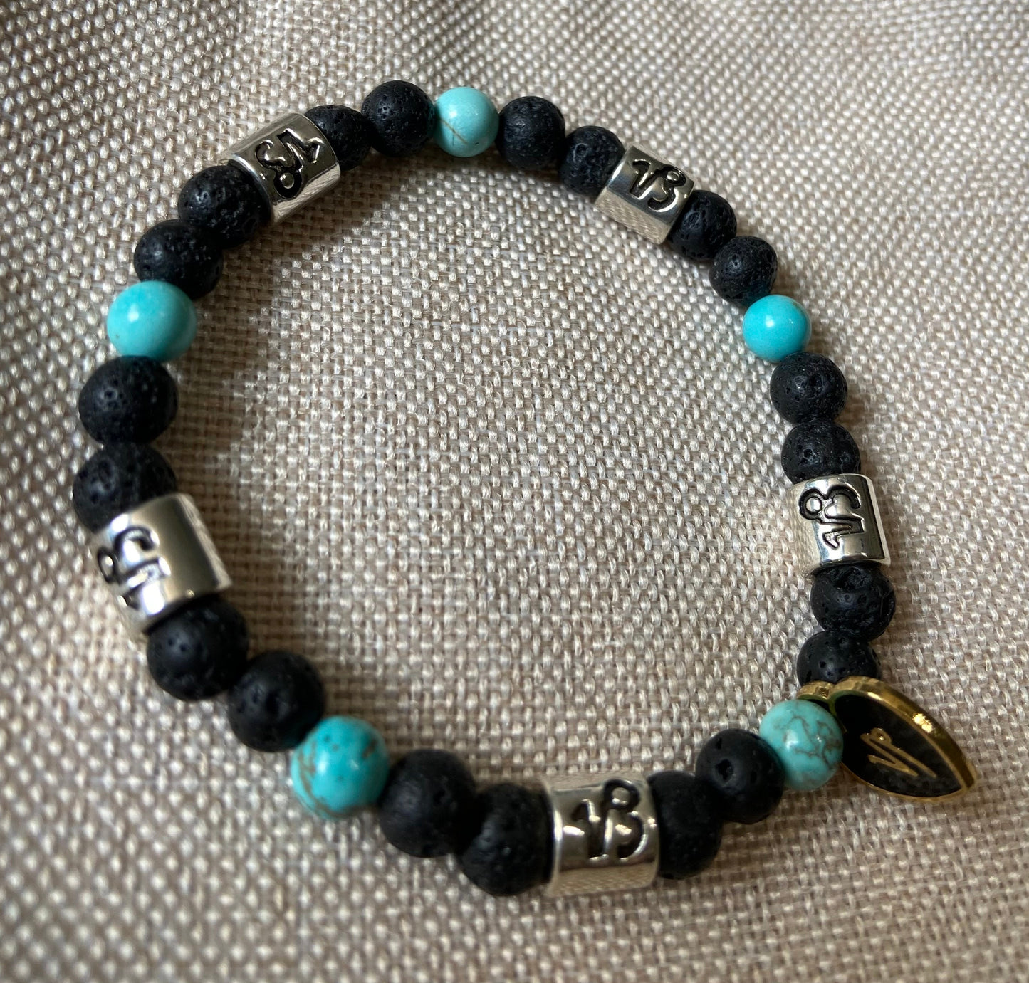Capricorn Zodiac 6mm Charm Bracelet Handmade with Genuine Semiprecious Turquoise or Garnet Birthstone stretch beaded horoscope