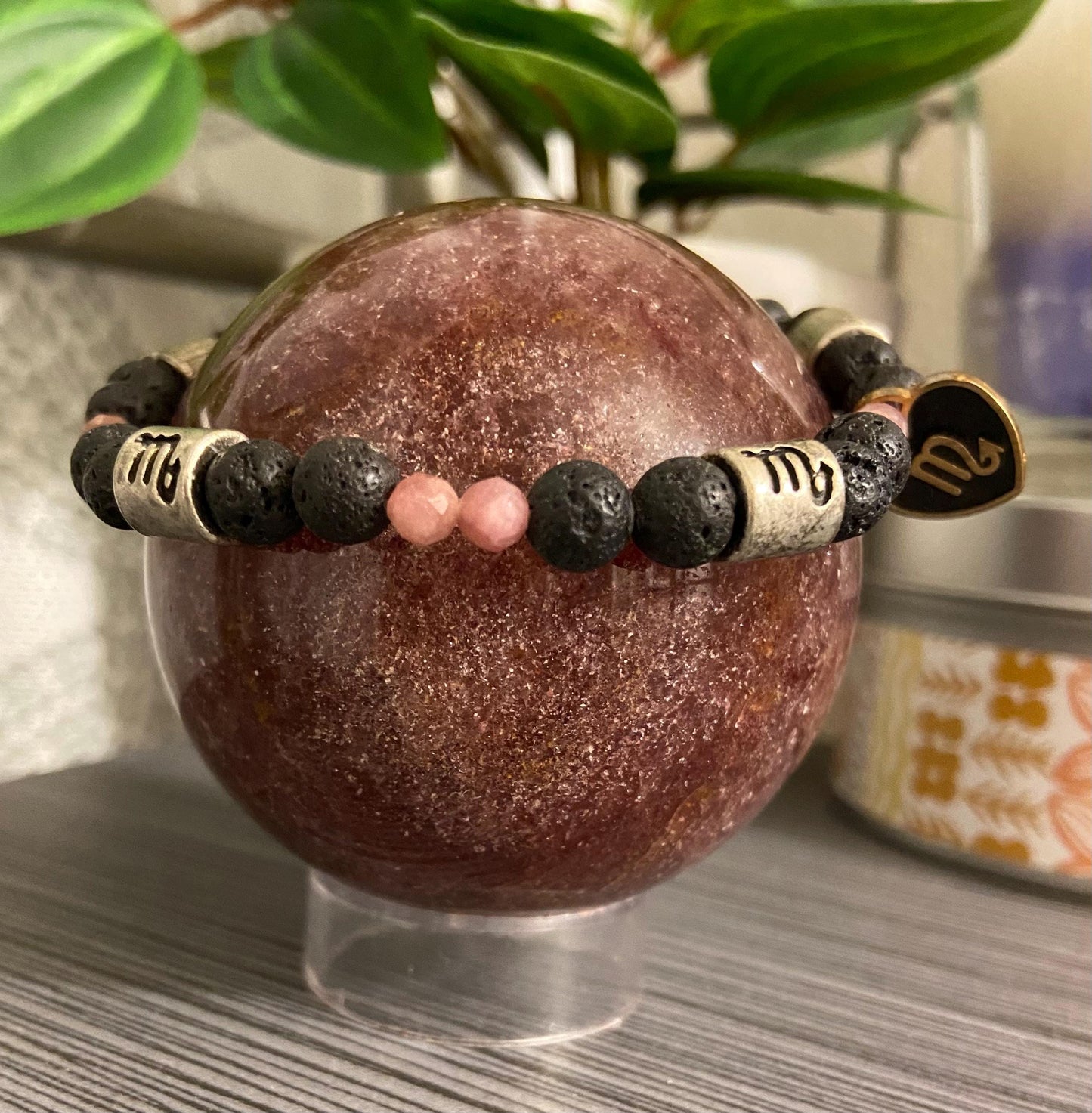 Scorpio Zodiac 6mm Charm Bracelet Handmade with Genuine Semiprecious Tourmaline or Topaz Birthstone stretch beaded horoscope