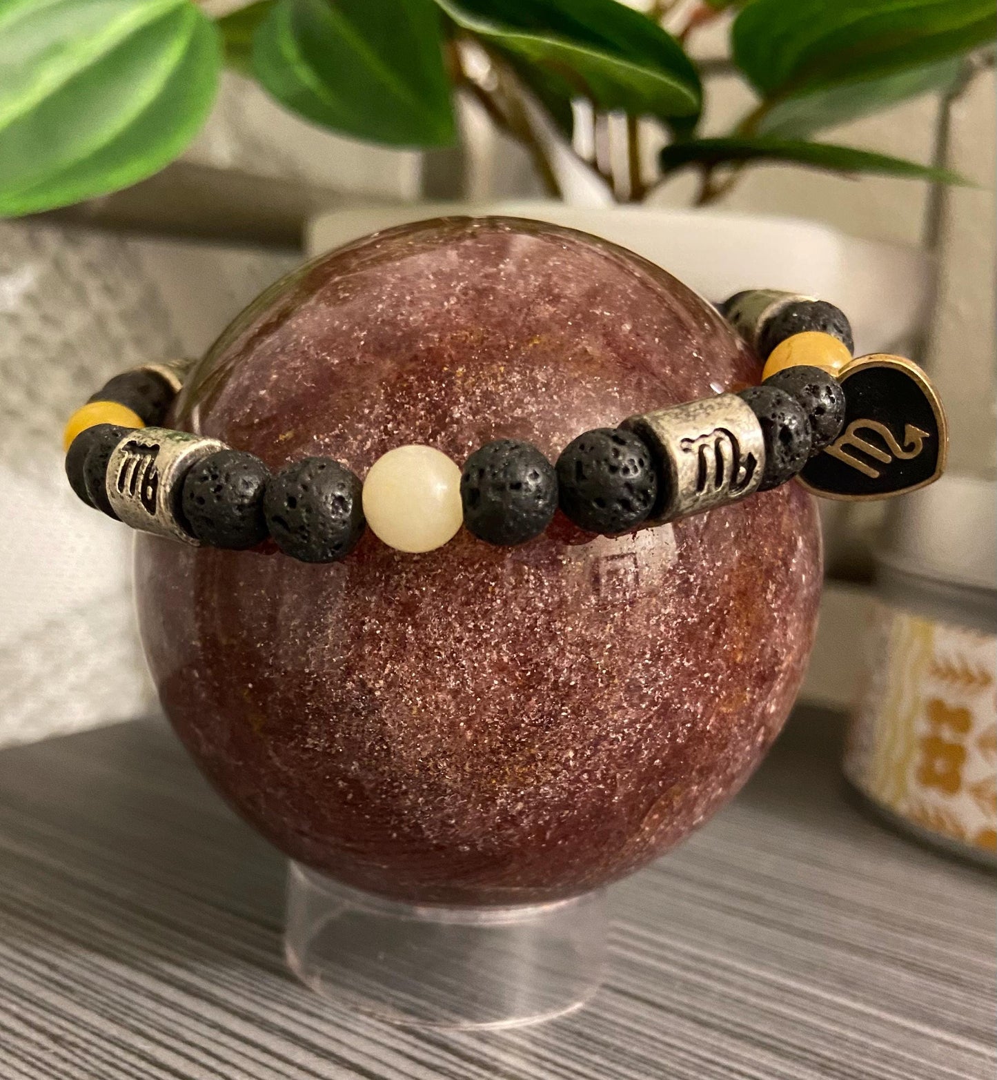 Scorpio Zodiac 6mm Charm Bracelet Handmade with Genuine Semiprecious Tourmaline or Topaz Birthstone stretch beaded horoscope