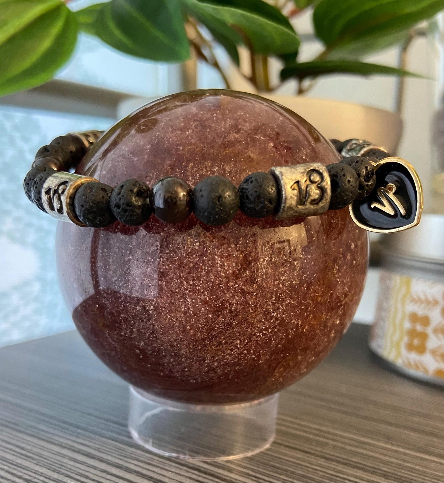 Capricorn Zodiac 6mm Charm Bracelet Handmade with Genuine Semiprecious Turquoise or Garnet Birthstone stretch beaded horoscope