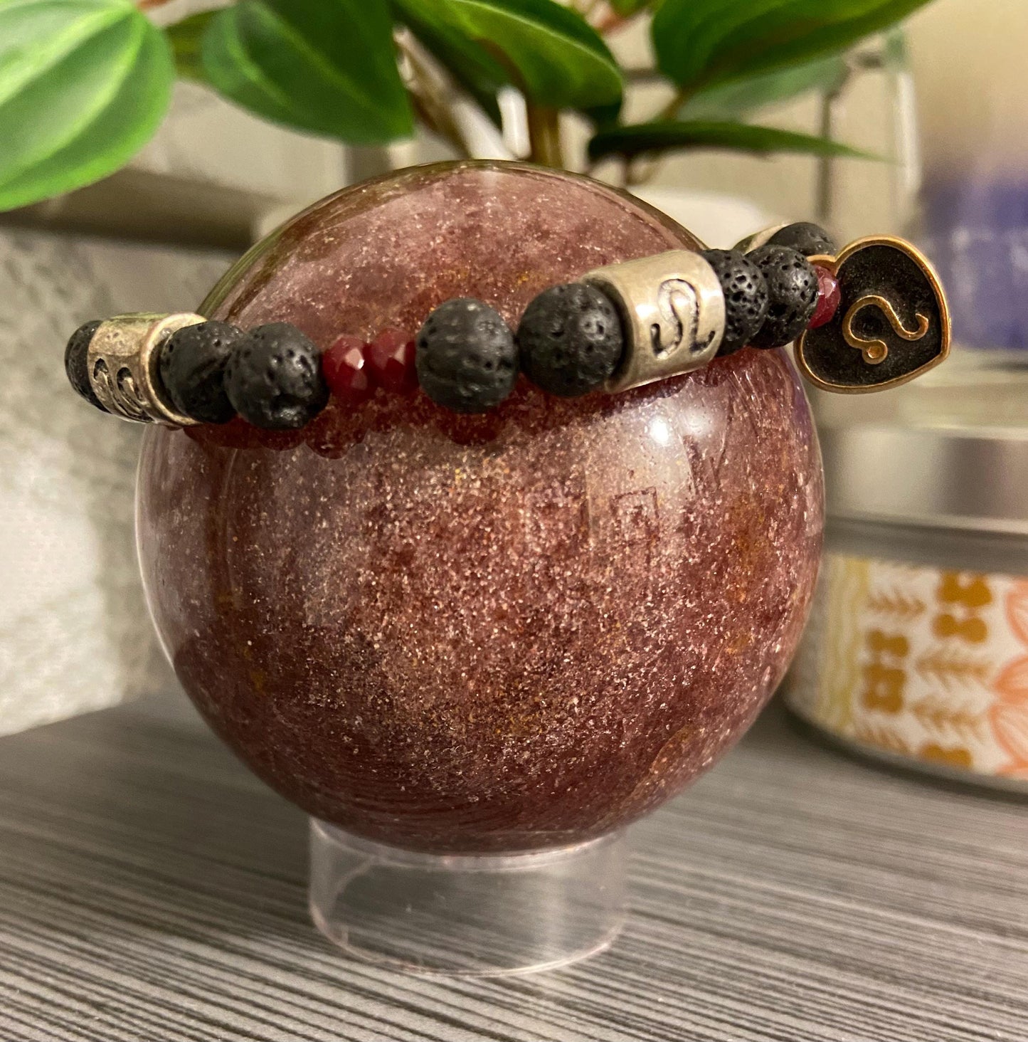 Leo Zodiac 6mm Charm Bracelet Handmade with Genuine Semiprecious Ruby or Peridot Birthstone stretch beaded horoscope