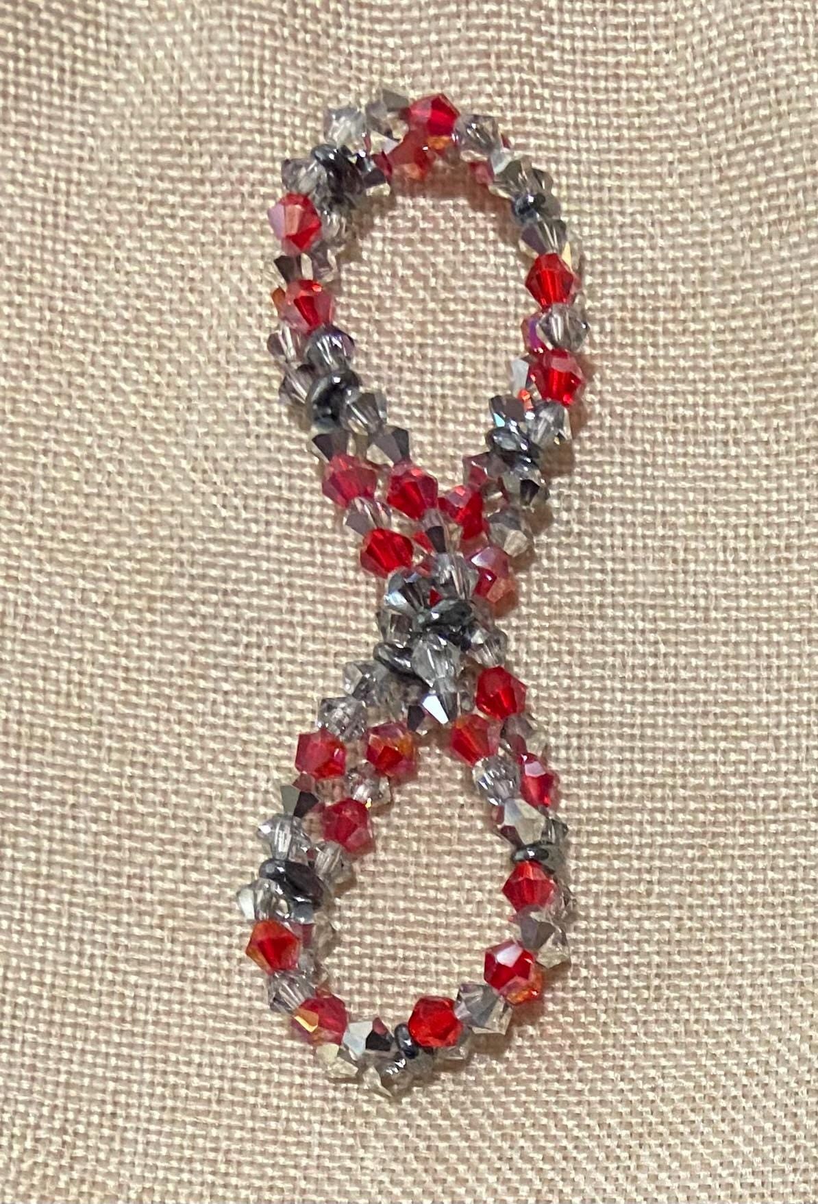 Genuine Czech Crystal Labrador Halfcoat and Ruby 4mm Bicone Double Loop Bracelet, handmade stretch bead for spiritual healing and protection