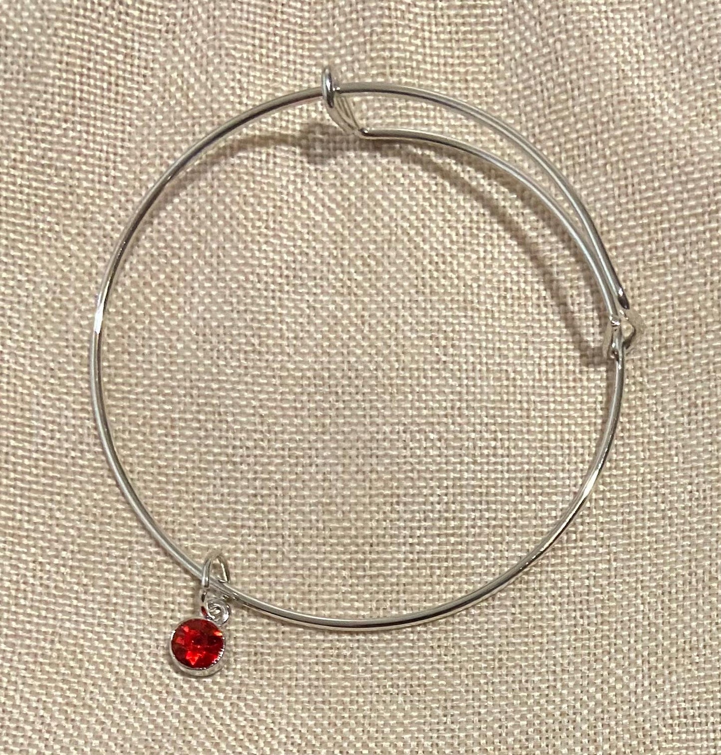 July Birthstone Charm Metal Expandable Bangle Bracelet Customize Make It Your Own Add A Charm!