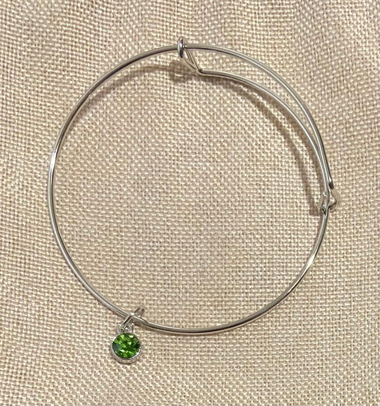 August Birthstone Charm Metal Expandable Bangle Bracelet Customize Make It Your Own Add A Charm!