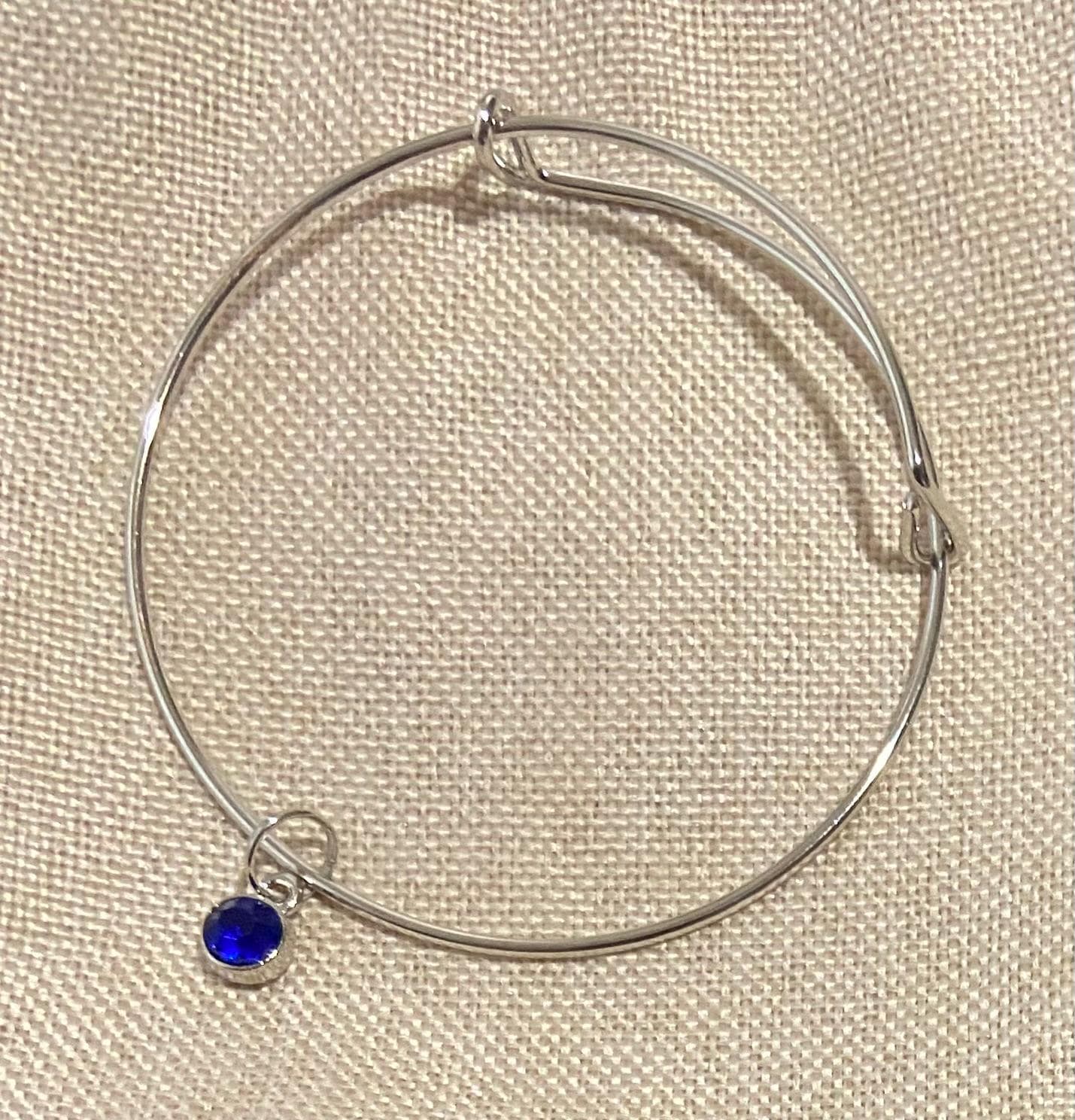 September Birthstone Charm Metal Expandable Bangle Bracelet Customize Make It Your Own Add A Charm!