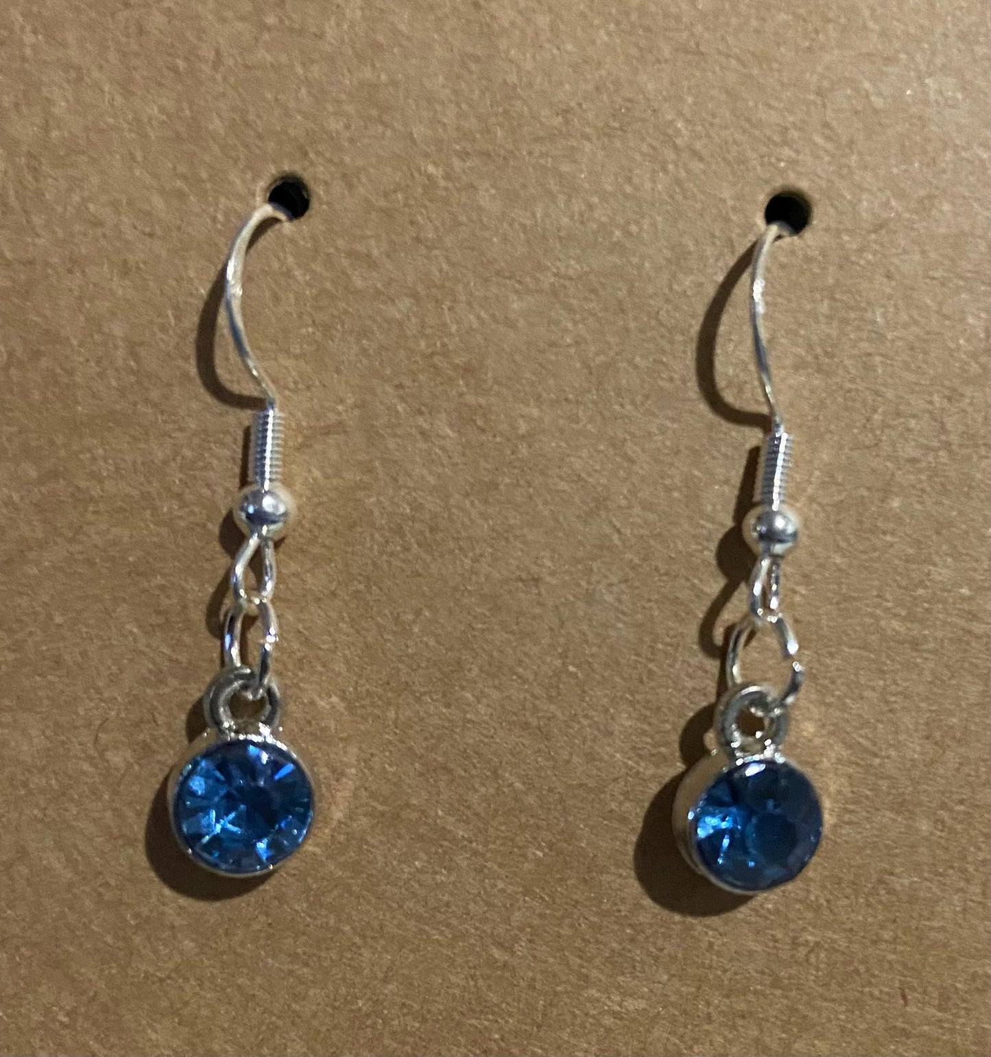 March Birthstone Charm Earrings 925 Sterling Silver Earring Hooks with Clear Silicone Backs