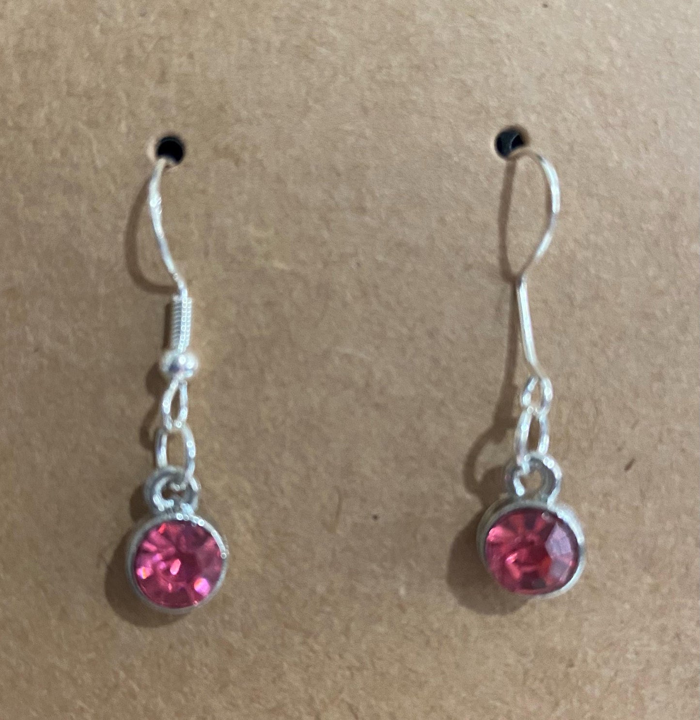 October Birthstone Charm Earrings 925 Sterling Silver Earring Hooks with Clear Silicone Backs