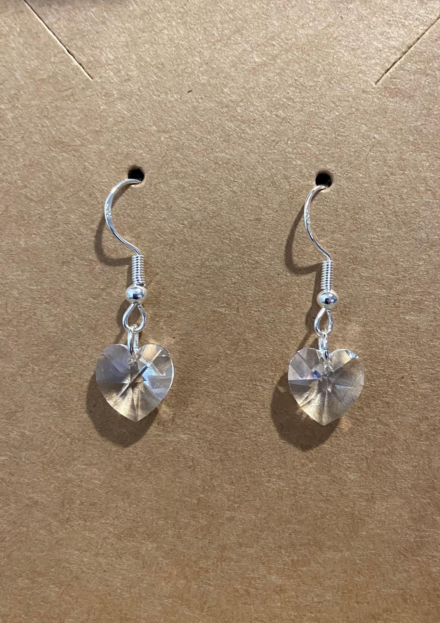 Genuine Swarovski® Elements Austrian Crystal 10mm x 10mm Heart Earrings 925 Sterling Silver Hooks with Clear Silicone Backs two options
