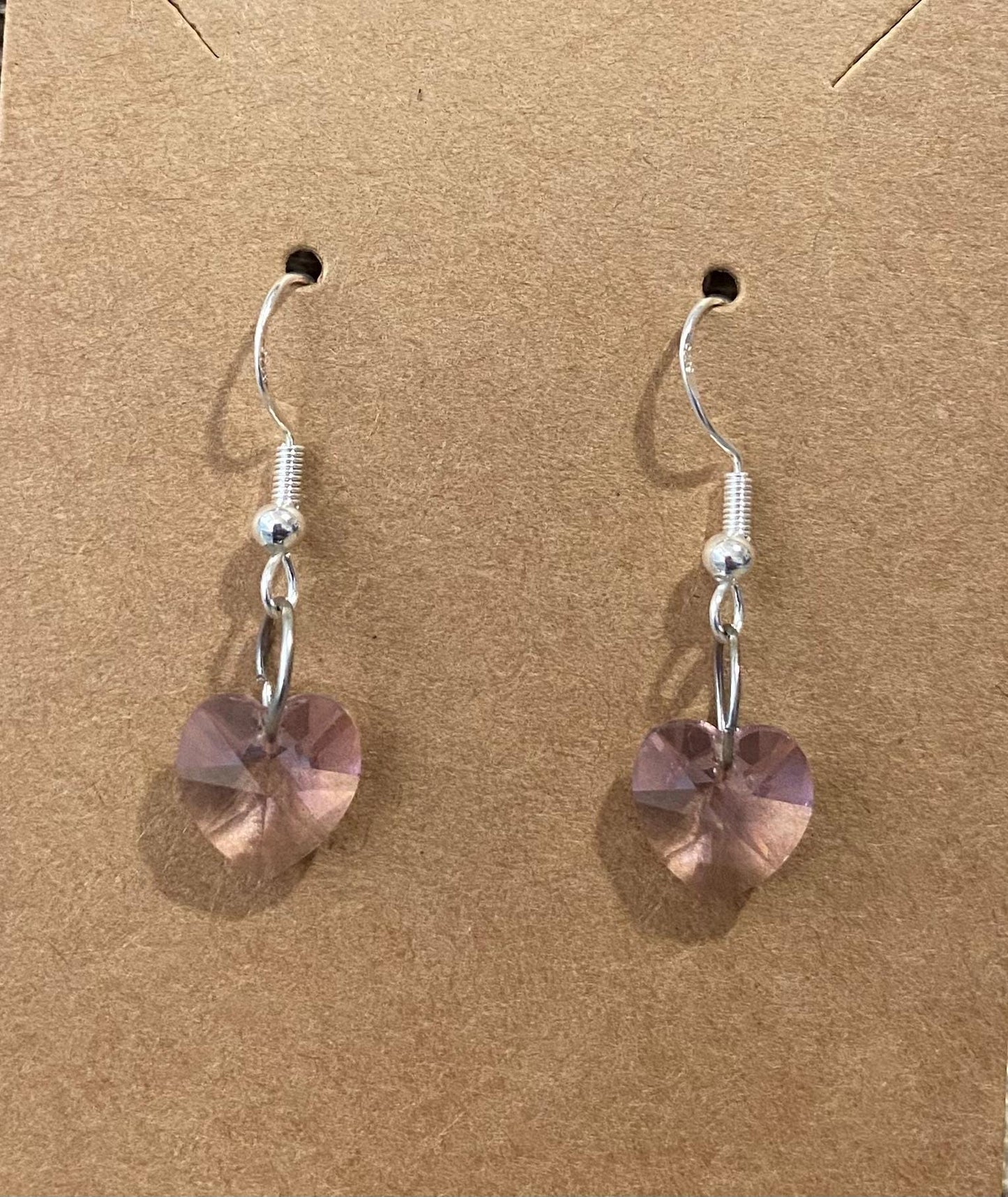 Genuine Swarovski® Elements Austrian Crystal 10mm x 10mm Heart Earrings 925 Sterling Silver Hooks with Clear Silicone Backs two options