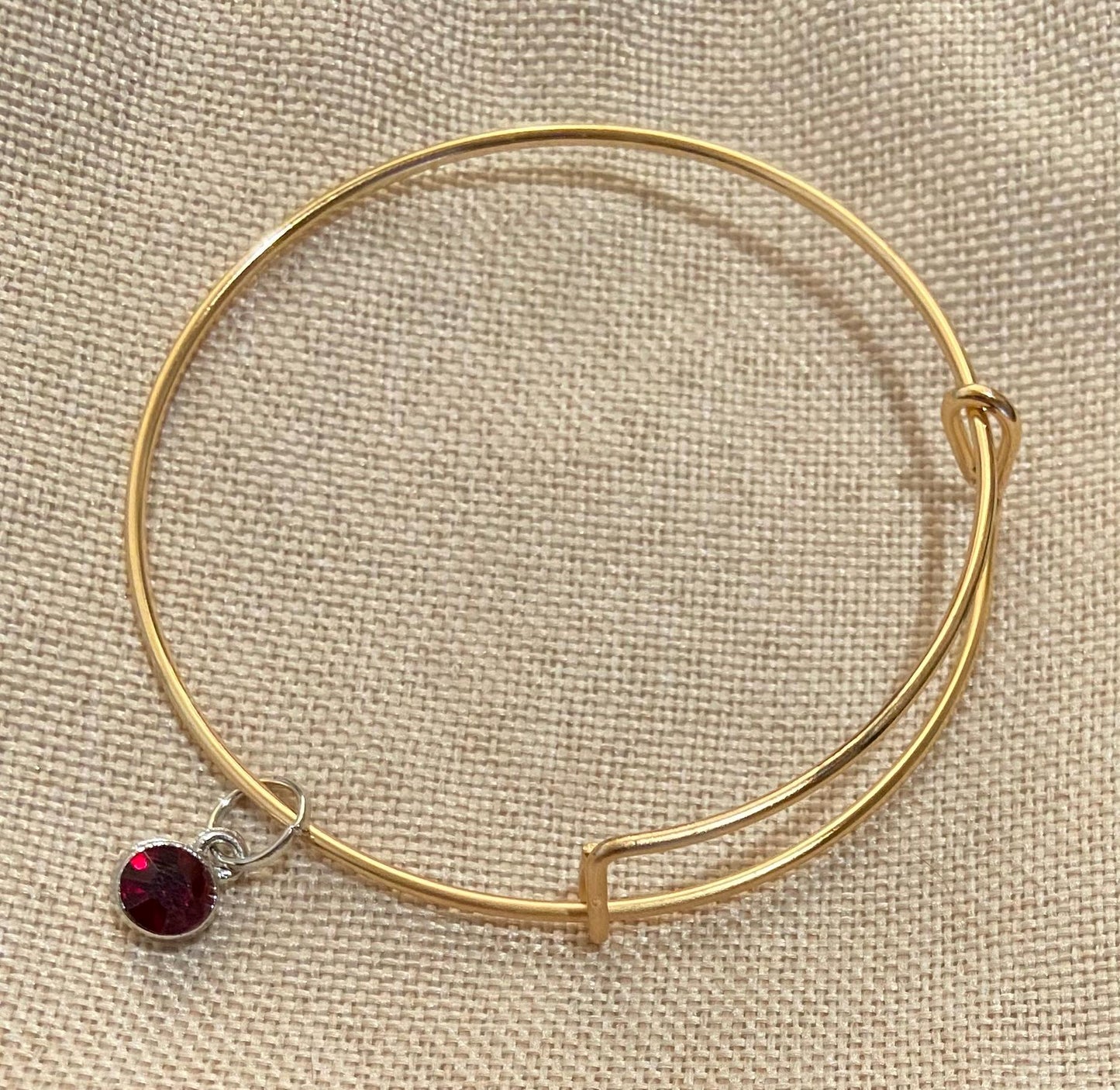 January Birthstone Charm Metal Expandable Bangle Bracelet Customize Make It Your Own Add A Charm!