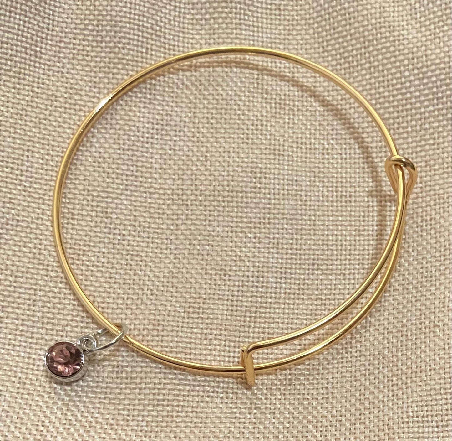 February Birthstone Charm Metal Expandable Bangle Bracelet Customize Make It Your Own Add A Charm!