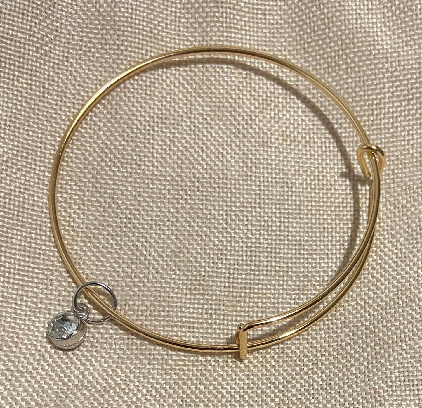 April Birthstone Charm Metal Expandable Bangle Bracelet Customize Make It Your Own Add A Charm!