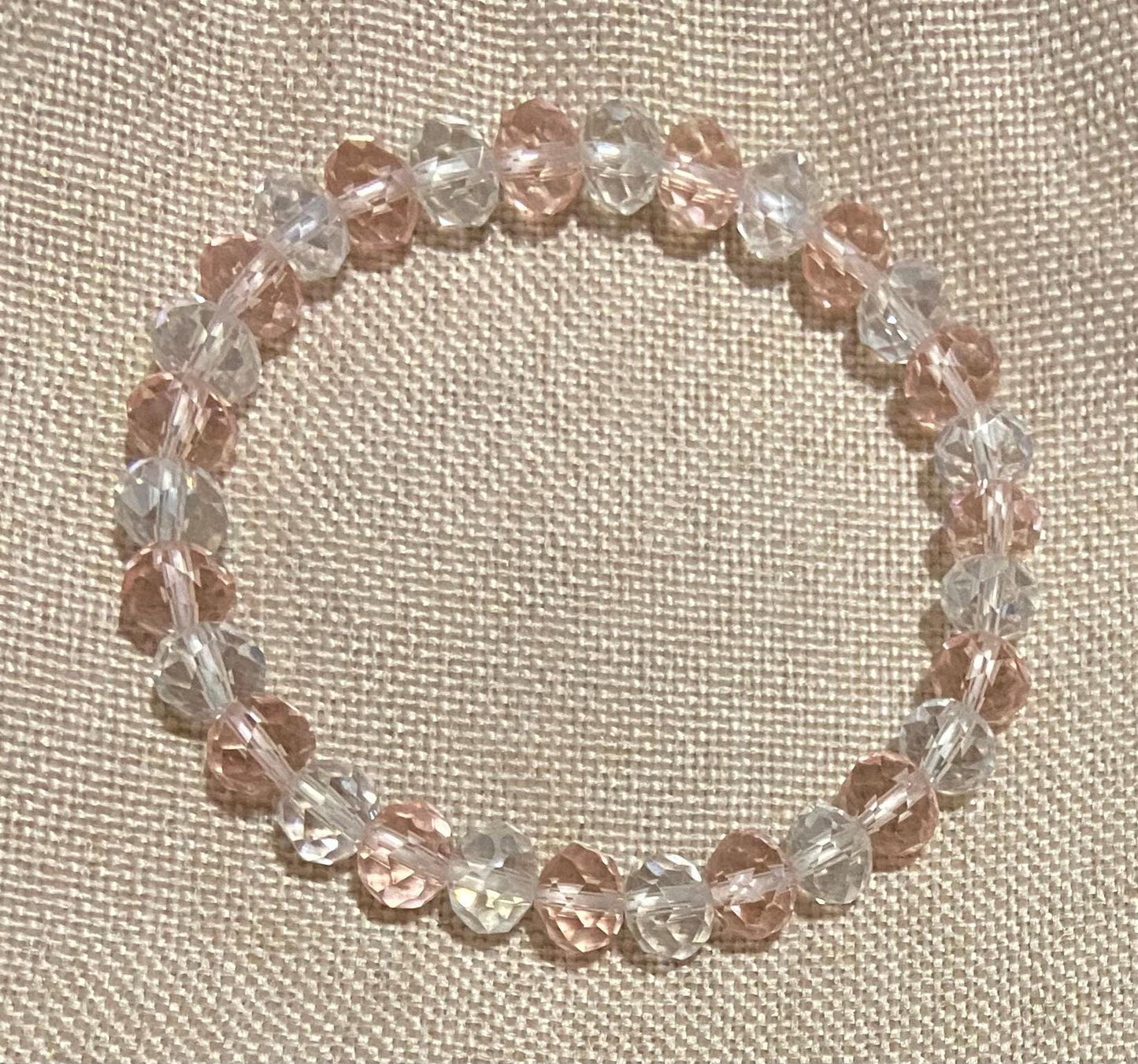 Pink and Rainbow Aurora Borealis Glass Crystal 8mm Bracelet, handmade stretch beaded bracelet spiritual healing protection
