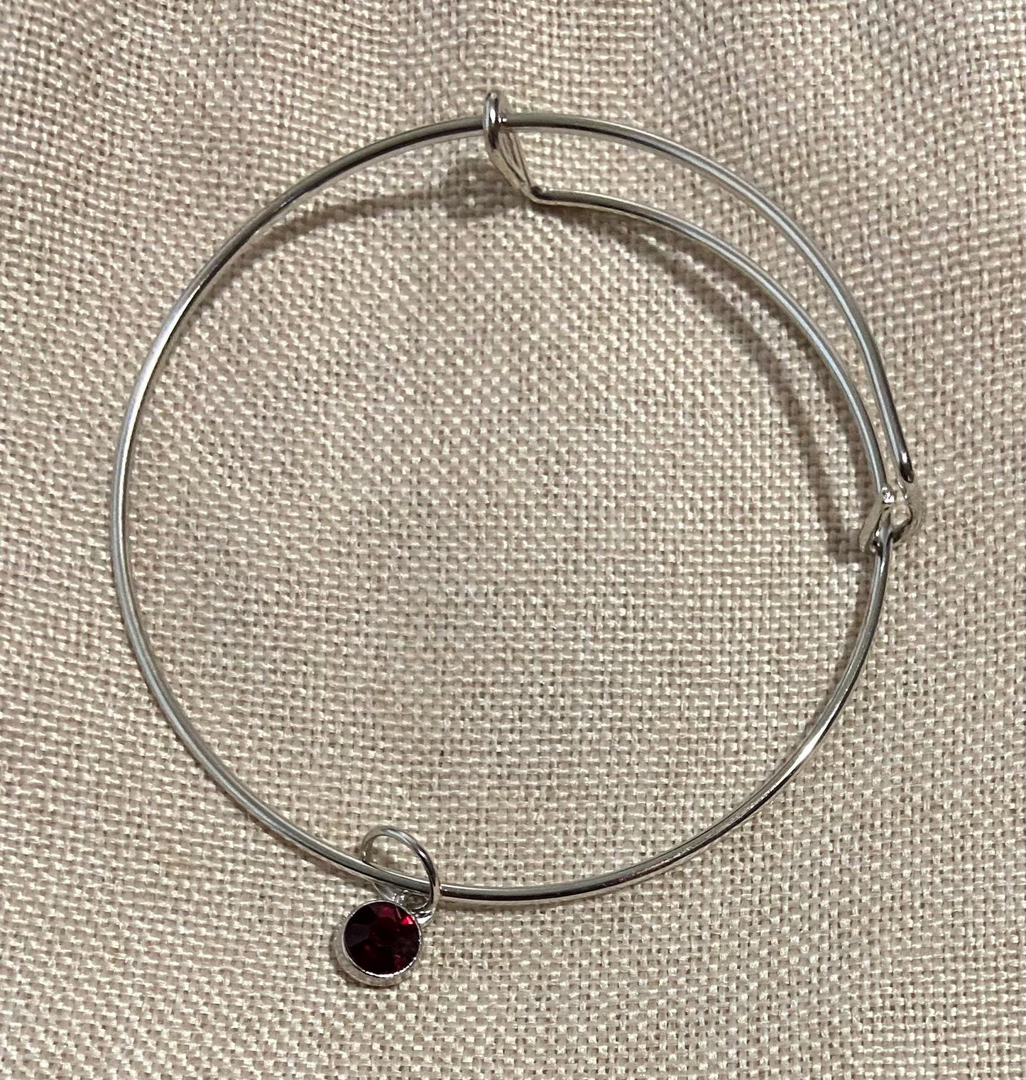 January Birthstone Charm Metal Expandable Bangle Bracelet Customize Make It Your Own Add A Charm!