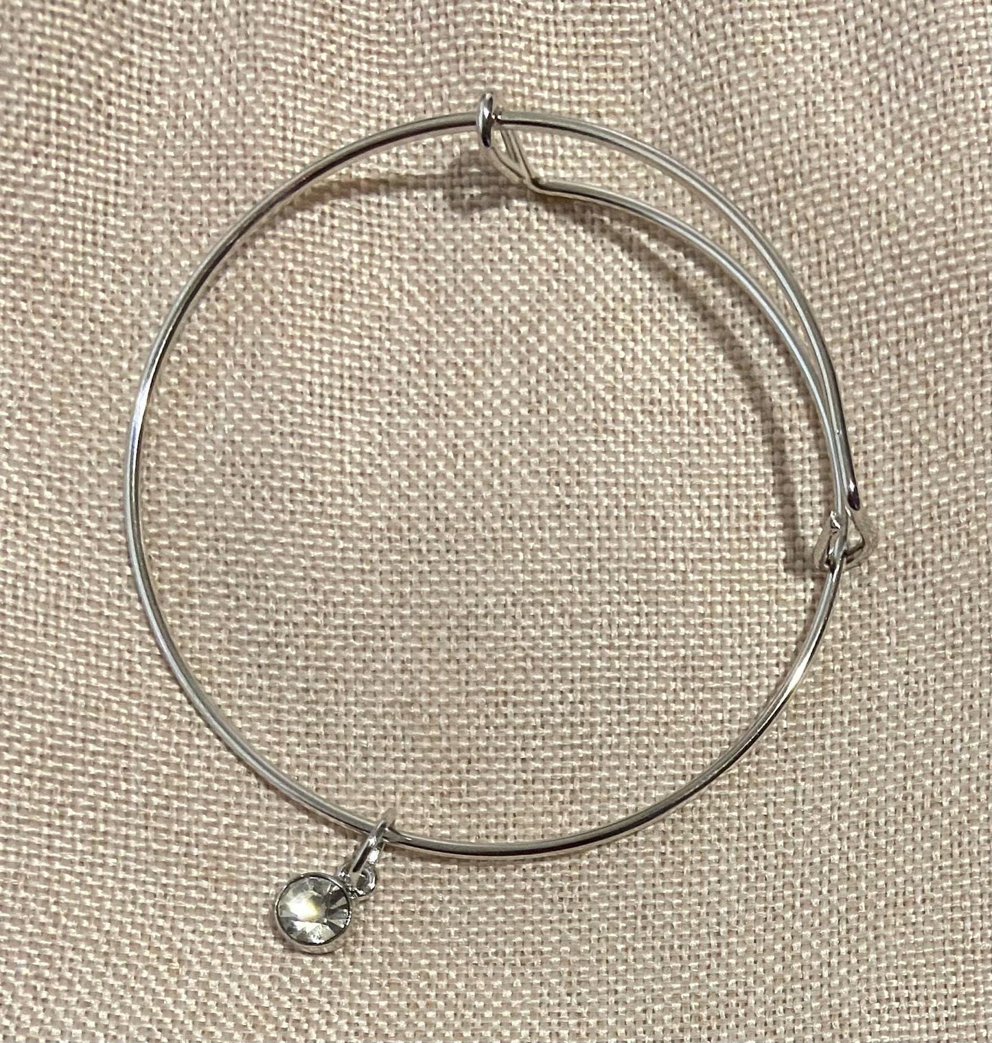 April Birthstone Charm Metal Expandable Bangle Bracelet Customize Make It Your Own Add A Charm!