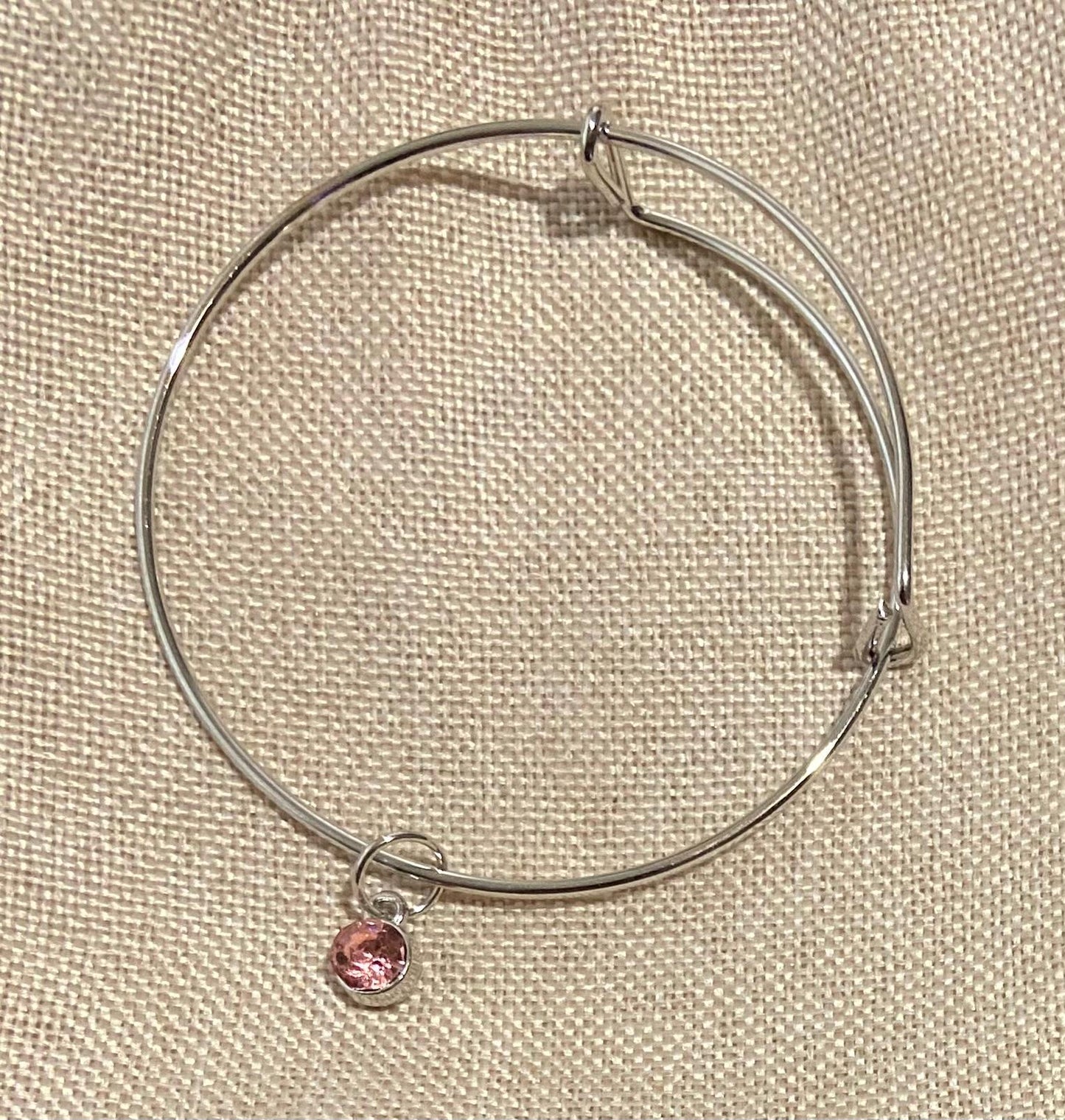June Birthstone Charm Metal Expandable Bangle Bracelet Customize Make It Your Own Add A Charm!