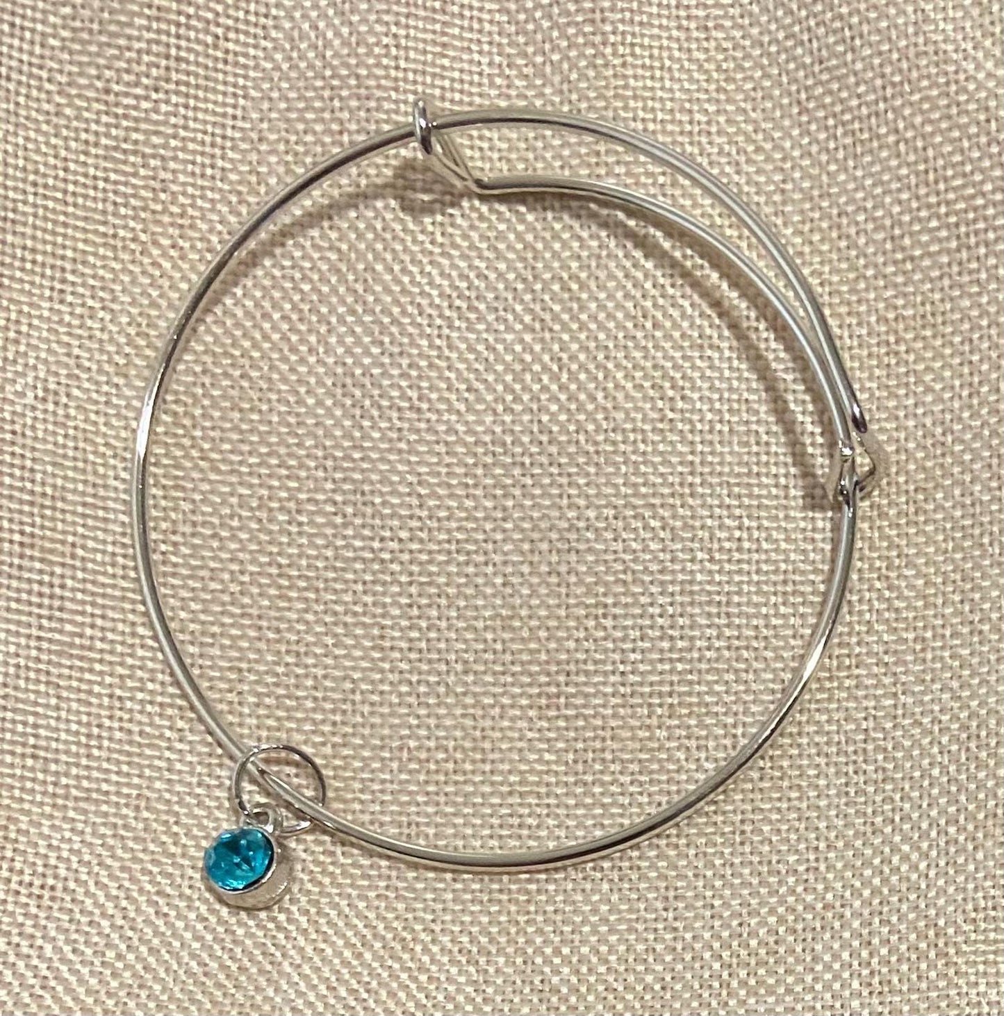 December Birthstone Charm Metal Expandable Bangle Bracelet Customize Make It Your Own Add A Charm!