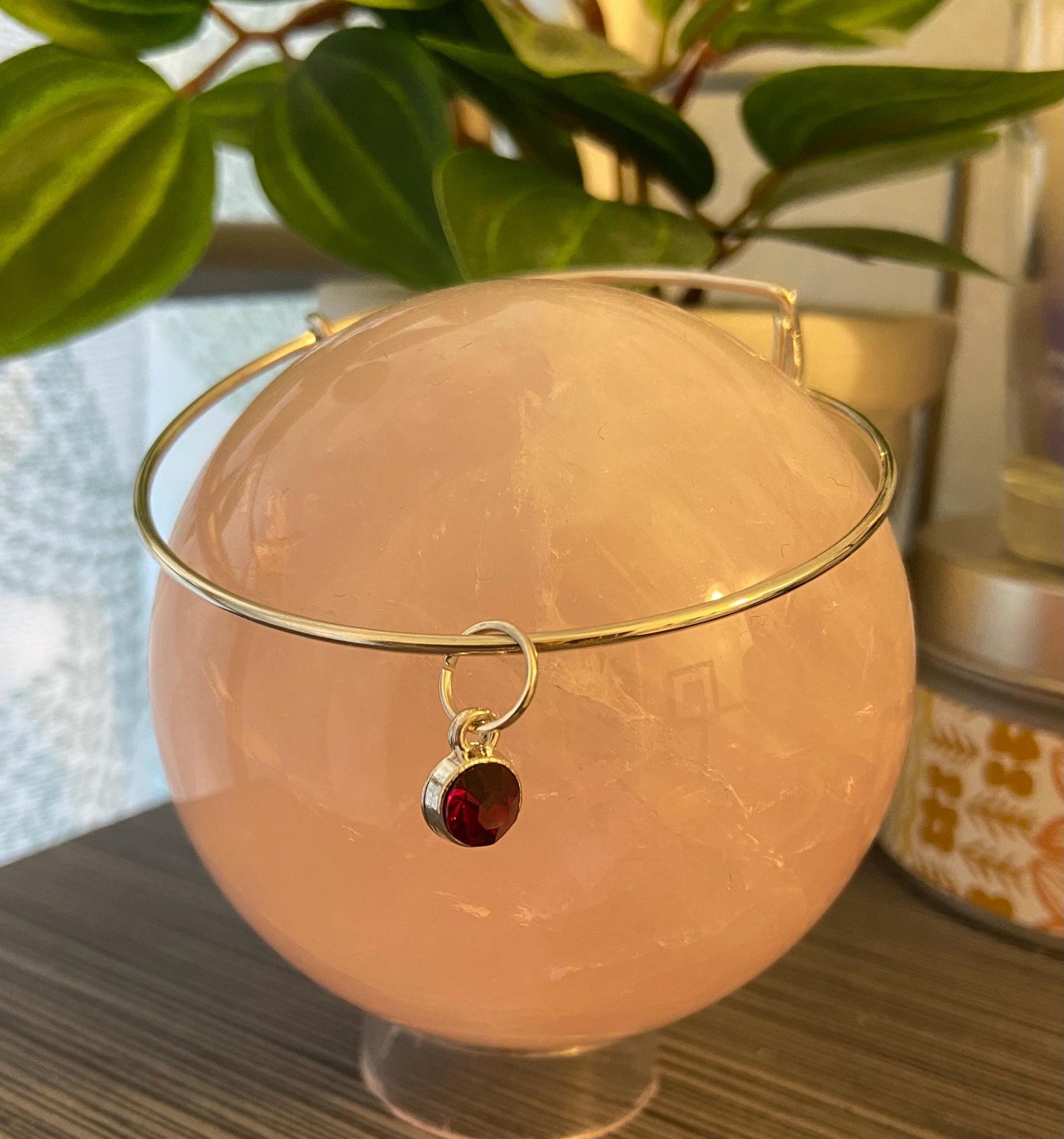 January Birthstone Charm Metal Expandable Bangle Bracelet Customize Make It Your Own Add A Charm!