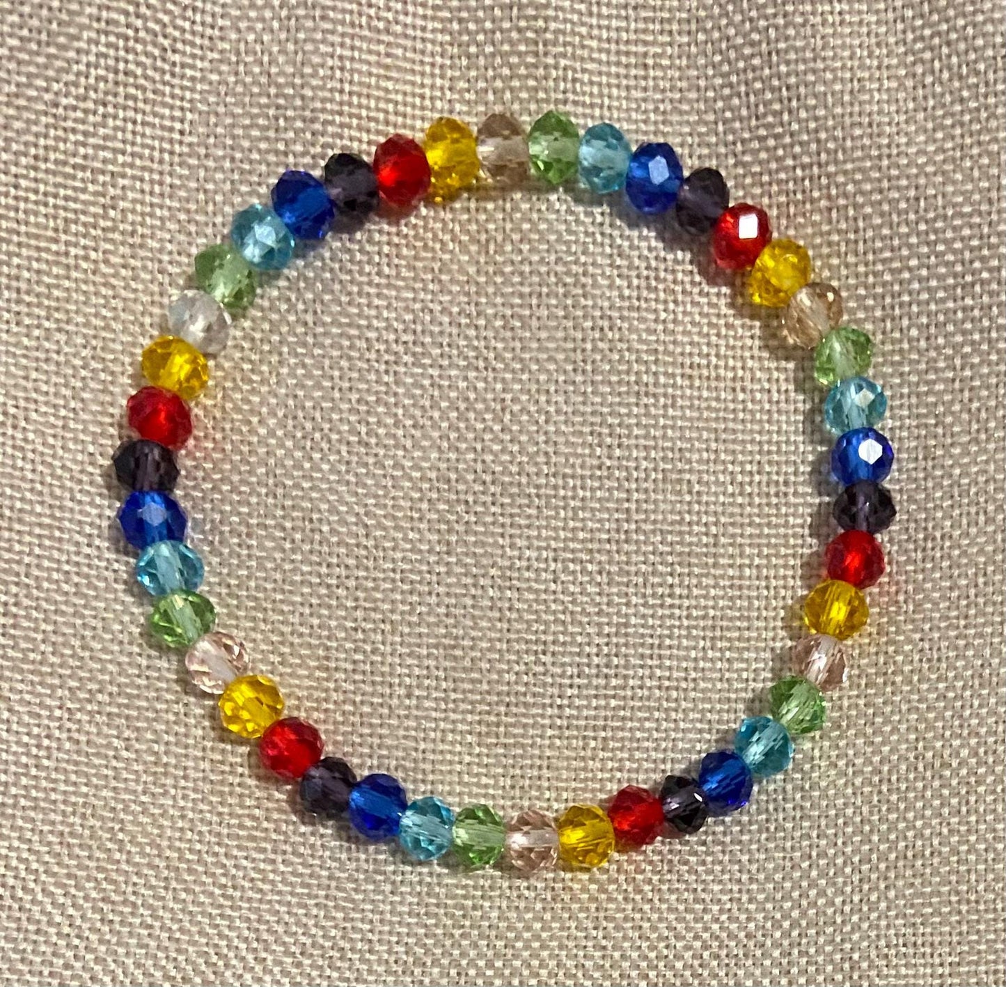 Rainbow Glass Crystal 6mm Bracelet, handmade stretch beaded bracelet spiritual healing protection