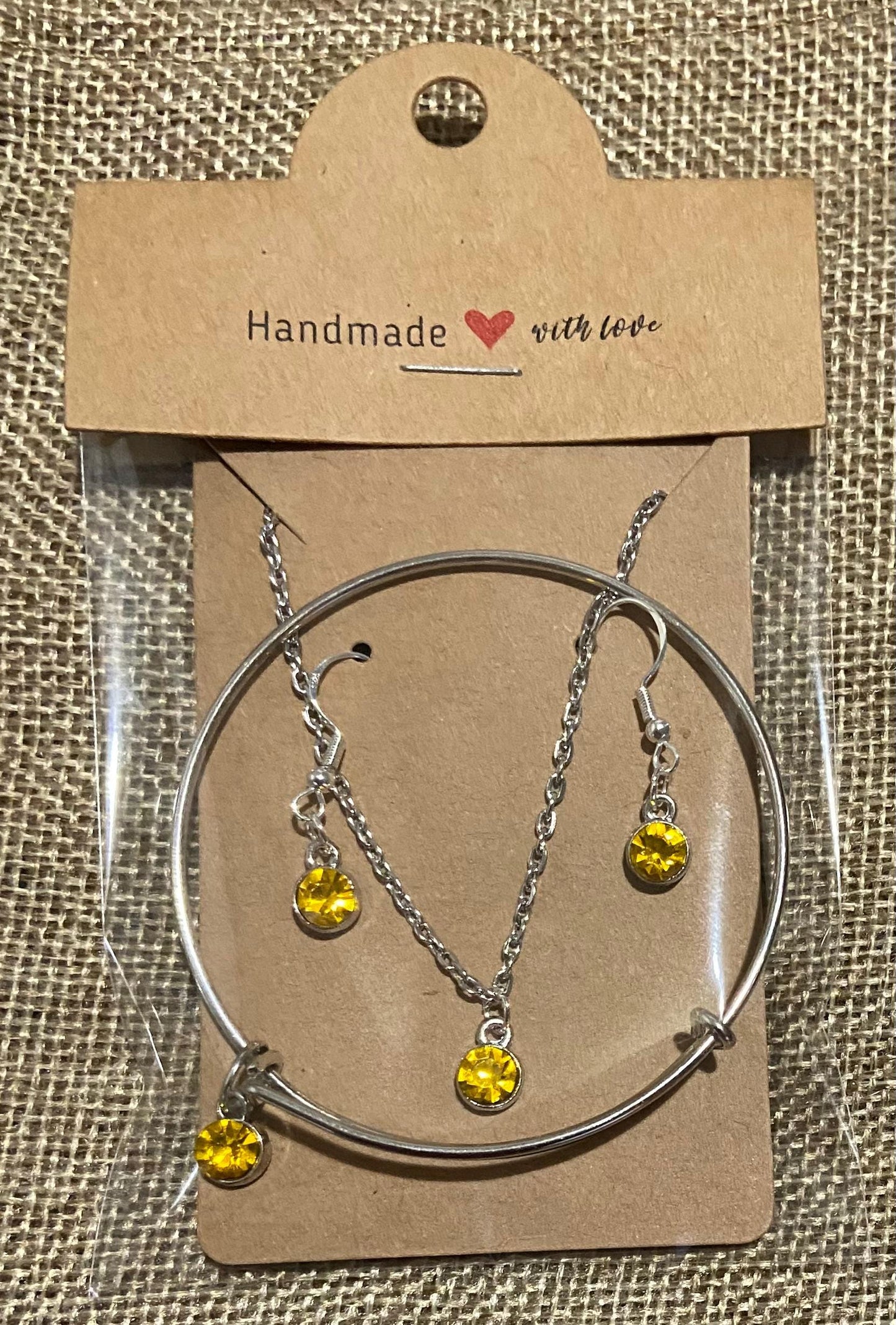 November Birthstone Charm Set: Includes Necklace, Earrings, and Bracelet, all Handmade with Love!