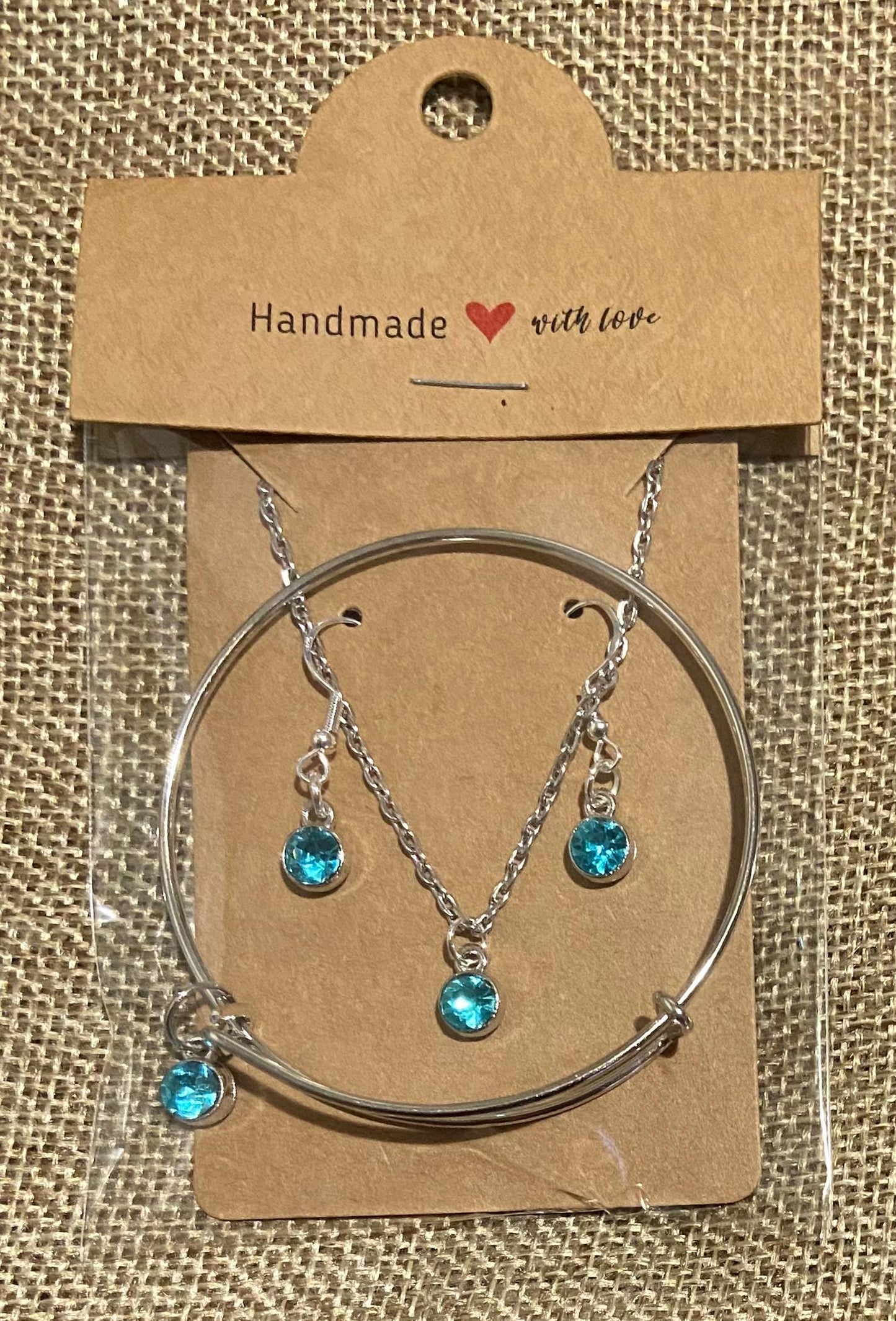 December Birthstone Charm Set: Includes Necklace, Earrings, and Bracelet, all Handmade with Love!