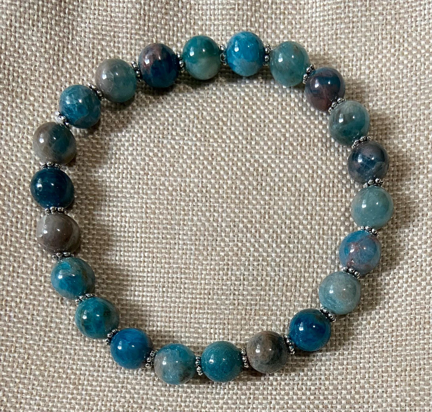 Apatite Classic 8mm Bracelet, handmade 8mm genuine gemstone stretch beaded bracelet for spiritual protection