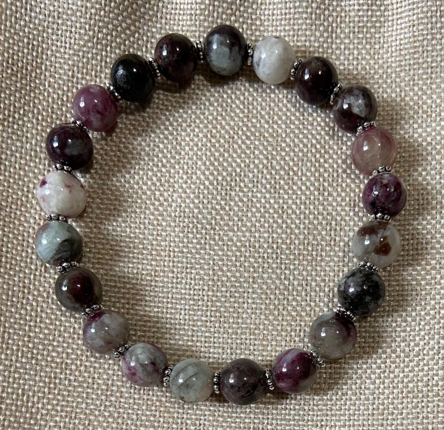 Pink Tourmaline Classic 8mm Bracelet, handmade 8mm genuine gemstone stretch beaded bracelet for spiritual protection