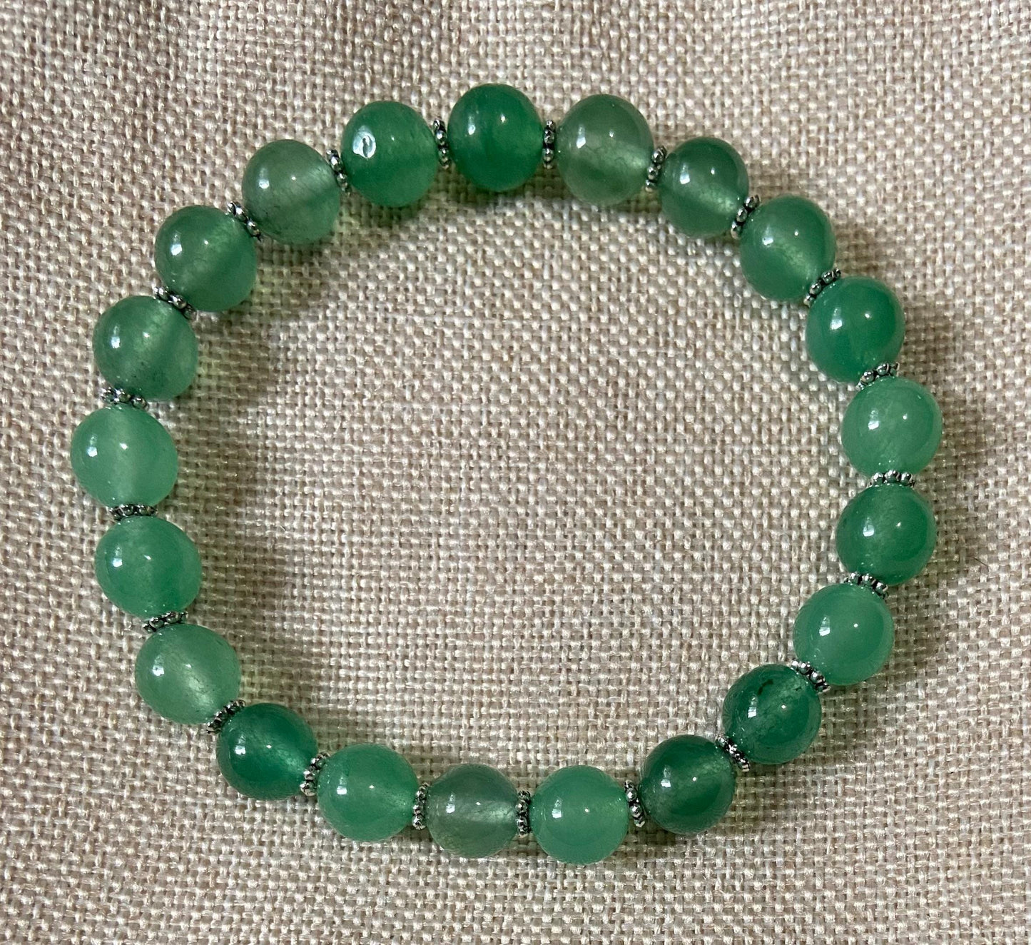 Green Aventurine Classic 8mm Bracelet, handmade 8mm genuine gemstone stretch beaded bracelet for spiritual protection