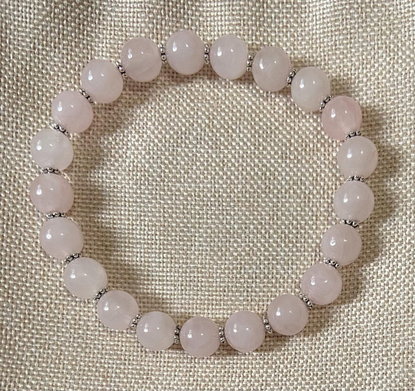 Rose Quartz Classic 8mm Bracelet, handmade 8mm genuine gemstone stretch beaded bracelet for spiritual protection