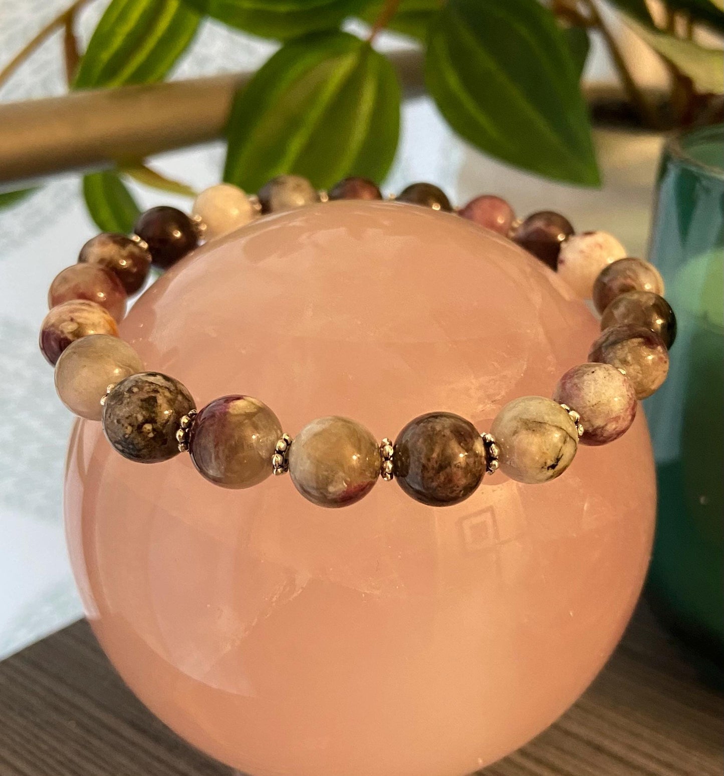 Pink Tourmaline Classic 8mm Bracelet, handmade 8mm genuine gemstone stretch beaded bracelet for spiritual protection