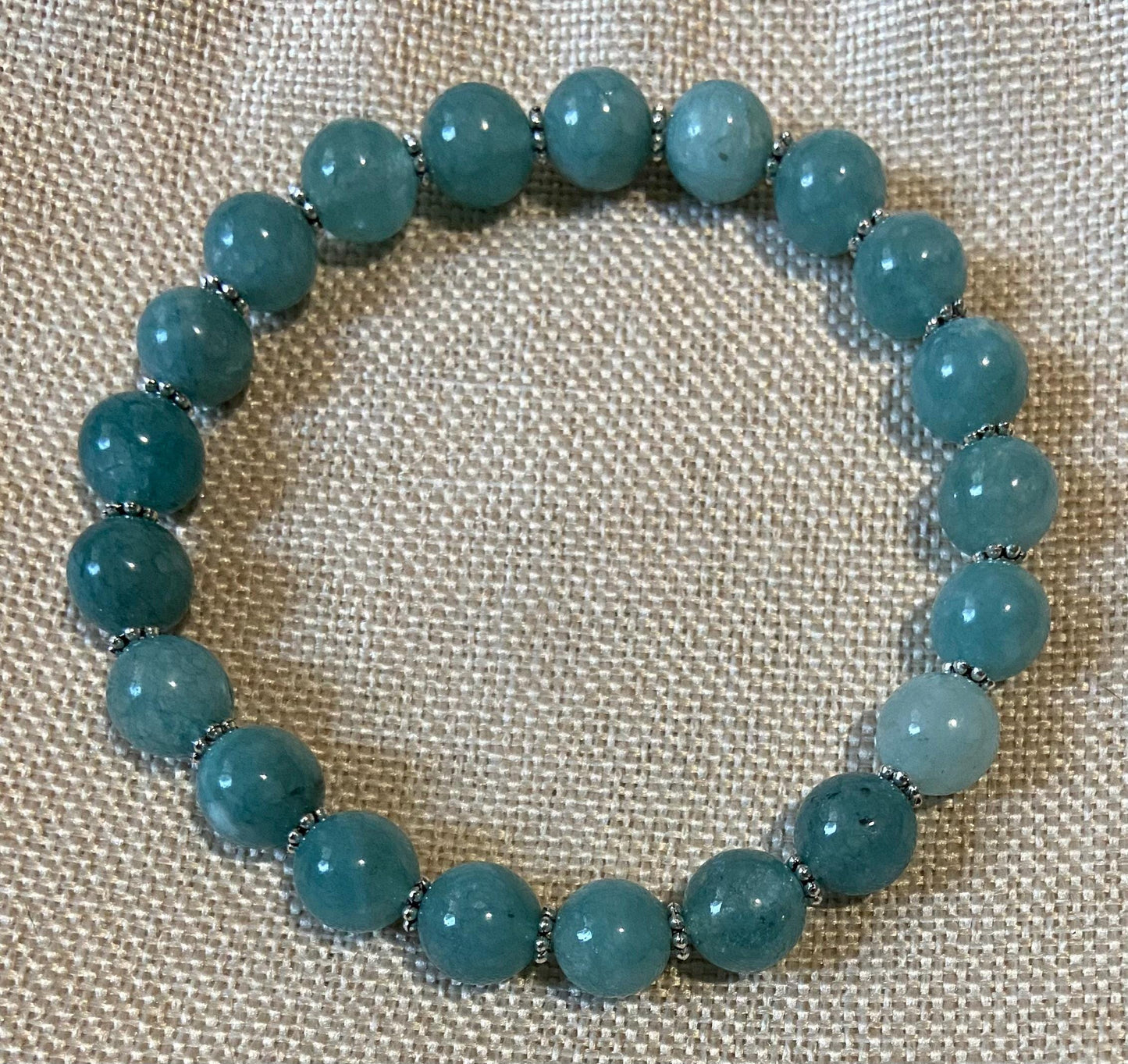 Aquamarine Classic 8mm Bracelet, handmade 8mm genuine gemstone stretch beaded bracelet for spiritual protection