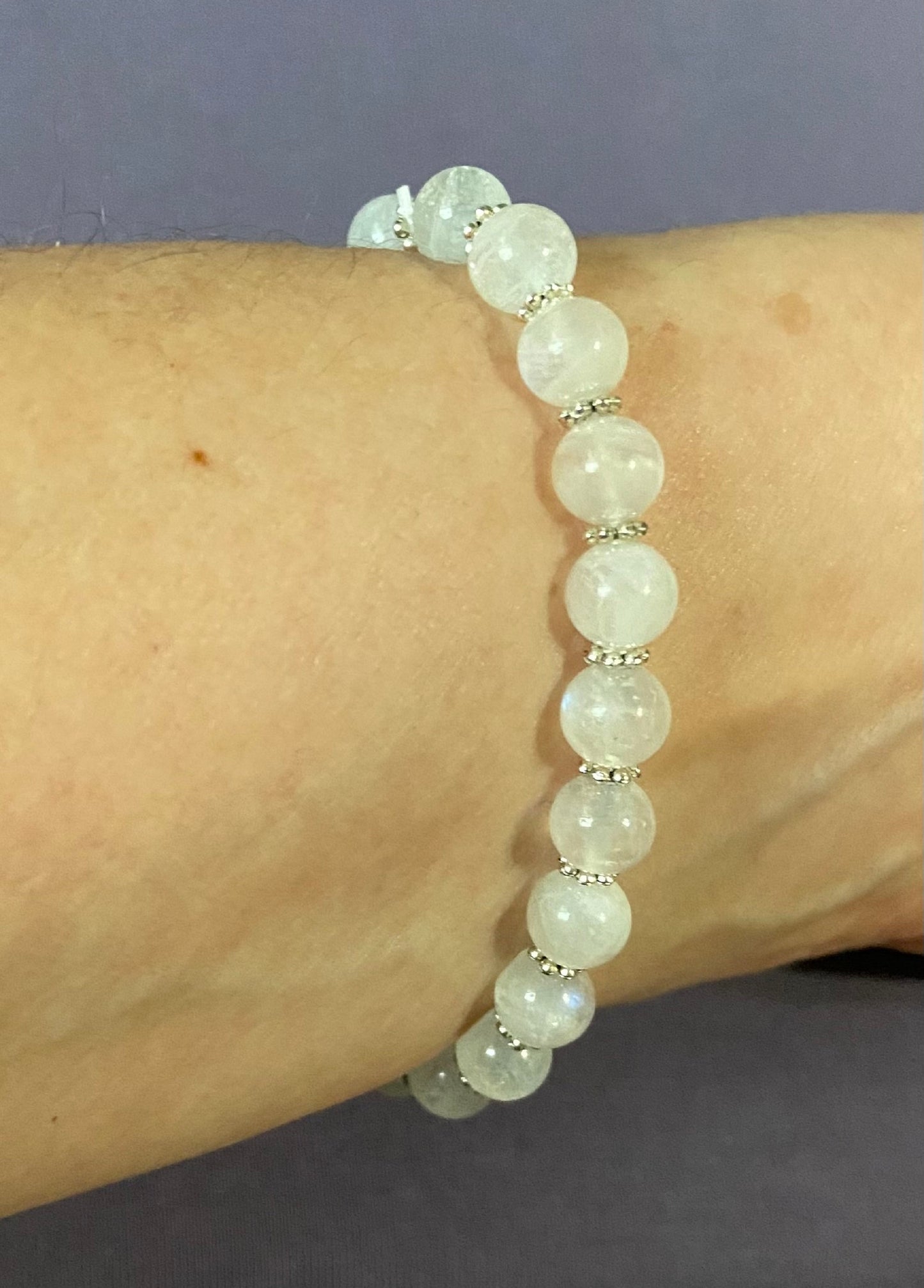 AAA Quality Natural Blue Flash Moonstone Bracelet, handmade 6mm genuine gemstone stretch beaded bracelet for spiritual healing & protection