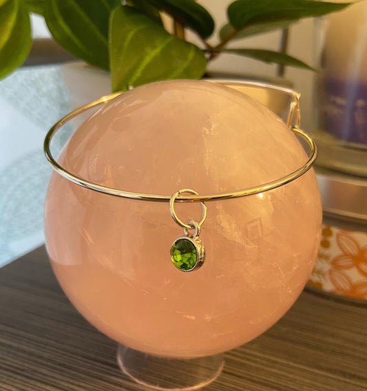 August Birthstone Charm Metal Expandable Bangle Bracelet Customize Make It Your Own Add A Charm!