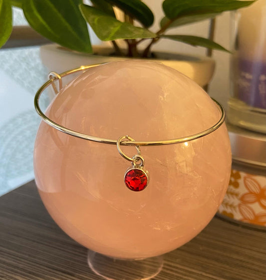 July Birthstone Charm Metal Expandable Bangle Bracelet Customize Make It Your Own Add A Charm!