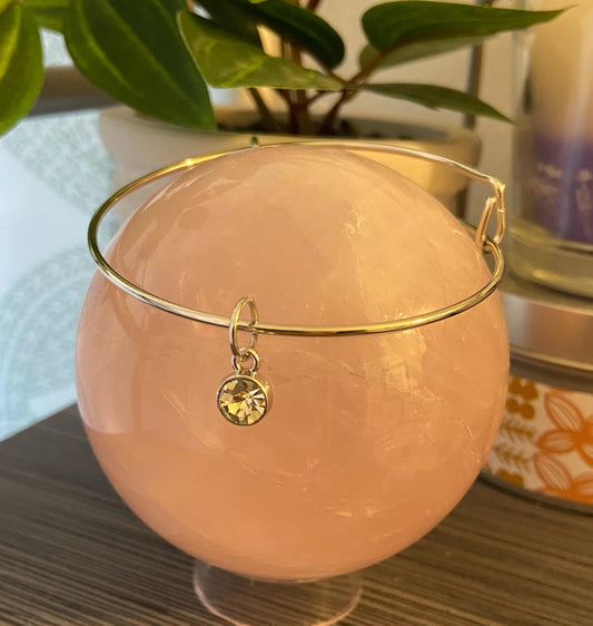 April Birthstone Charm Metal Expandable Bangle Bracelet Customize Make It Your Own Add A Charm!