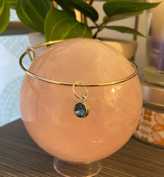March Birthstone Charm Metal Expandable Bangle Bracelet Customize Make It Your Own Add A Charm!