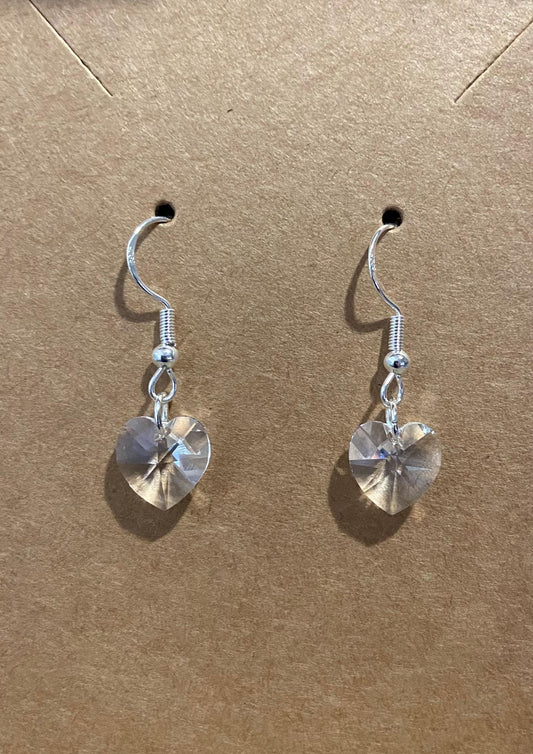 Genuine Swarovski® Elements Austrian Crystal 10mm x 10mm Heart Earrings 925 Sterling Silver Hooks with Clear Silicone Backs two options
