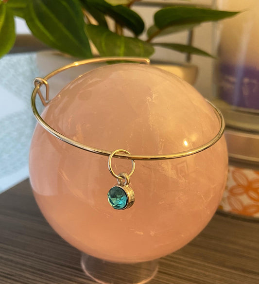 December Birthstone Charm Metal Expandable Bangle Bracelet Customize Make It Your Own Add A Charm!
