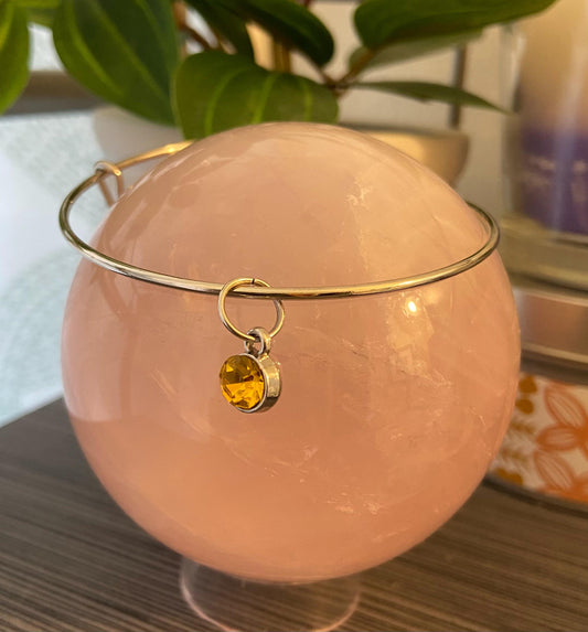 November Birthstone Charm Metal Expandable Bangle Bracelet Customize Make It Your Own Add A Charm!