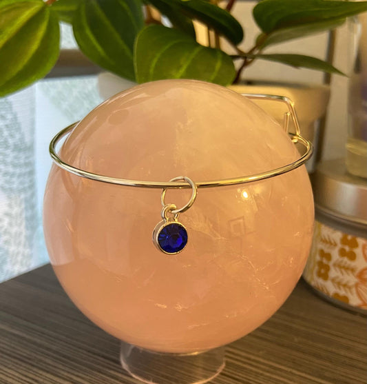 September Birthstone Charm Metal Expandable Bangle Bracelet Customize Make It Your Own Add A Charm!