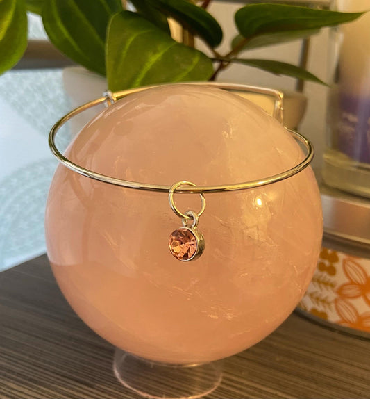 June Birthstone Charm Metal Expandable Bangle Bracelet Customize Make It Your Own Add A Charm!