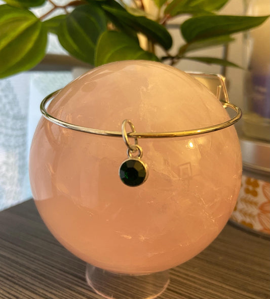May Birthstone Charm Metal Expandable Bangle Bracelet Customize Make It Your Own Add A Charm!