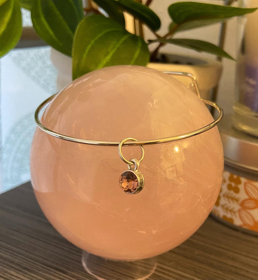 February Birthstone Charm Metal Expandable Bangle Bracelet Customize Make It Your Own Add A Charm!
