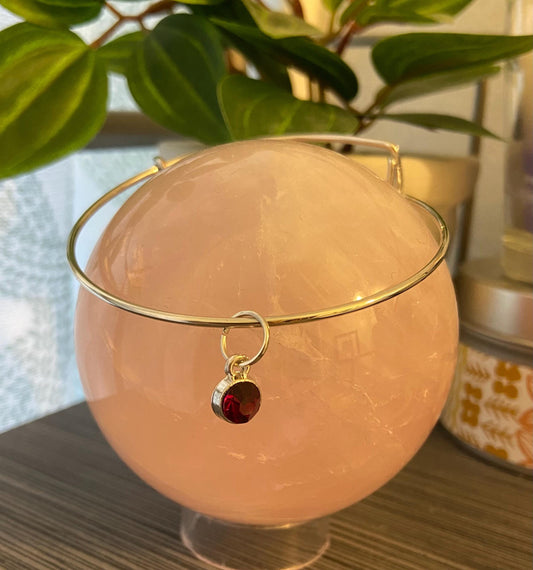 January Birthstone Charm Metal Expandable Bangle Bracelet Customize Make It Your Own Add A Charm!