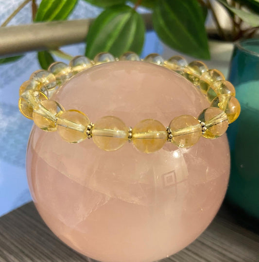 Citrine Classic 8mm Bracelet, handmade 8mm genuine gemstone stretch beaded bracelet for spiritual protection