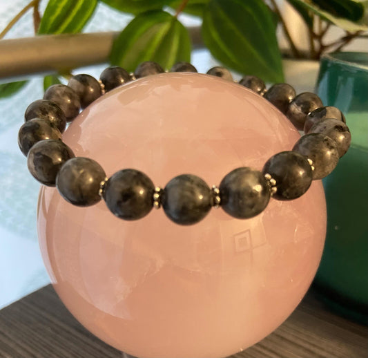Labradorite Classic 8mm Bracelet, handmade 8mm genuine gemstone stretch beaded bracelet for spiritual protection